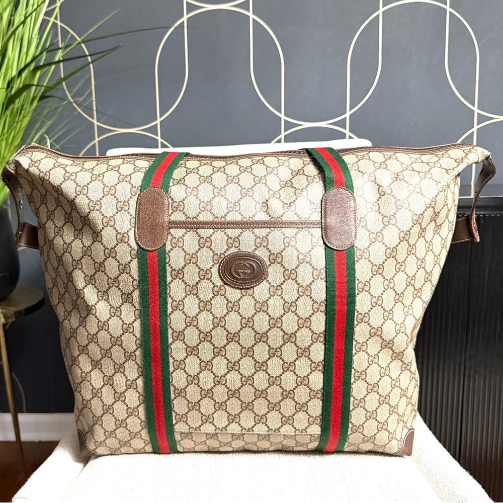 Authentic GUCCI travel bag/ XL tote bag brown monogram coated canvas large - Picture 2 of 16
